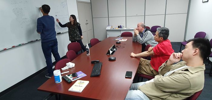 Team meeting in Connecting Up boardroom